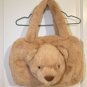 Jellycat Smudge Bear Tote Bag Plush Teddy Bag NWT Super Soft Rare